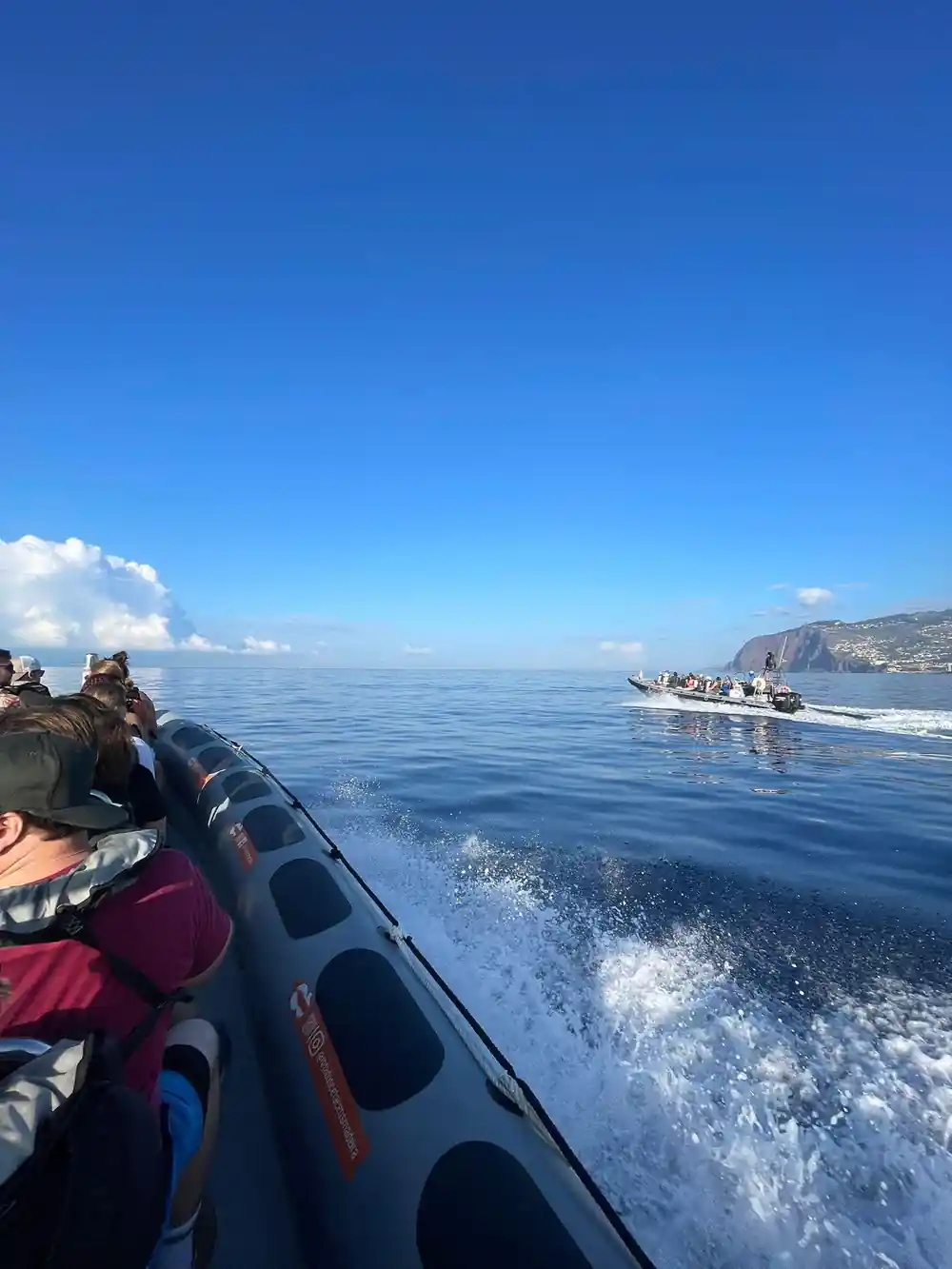 looking back along the wake at a second rib running the same stretch of coast